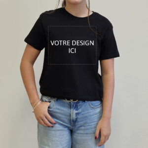 T-shirt femme coton noir personnalisable