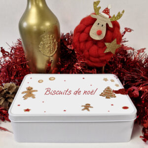 Boîte à biscuits rectangulaire blanche personnalisable