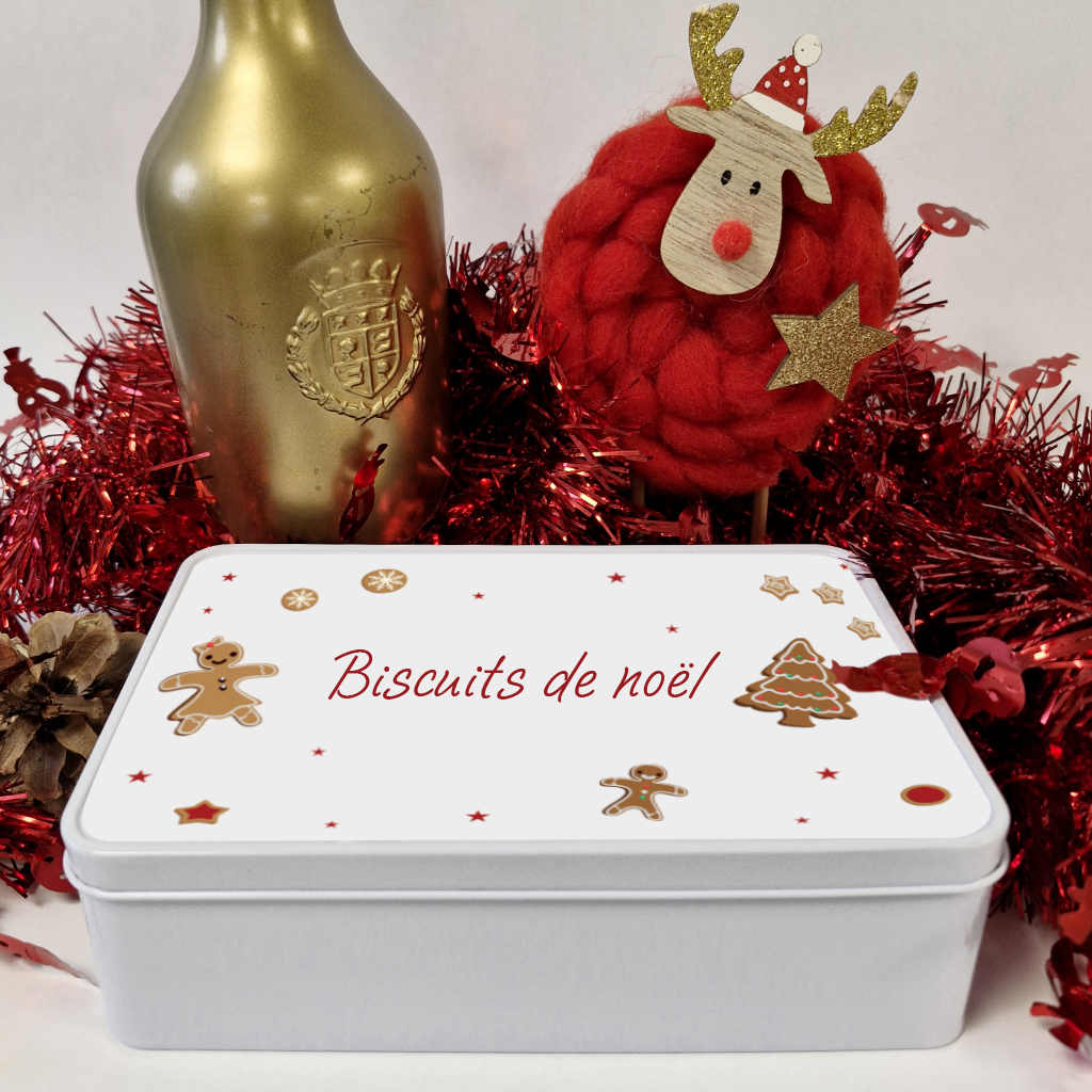 Boîte à biscuits rectangulaire blanche personnalisable