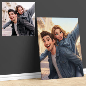 portrait personnalisé style animation studio sur toile